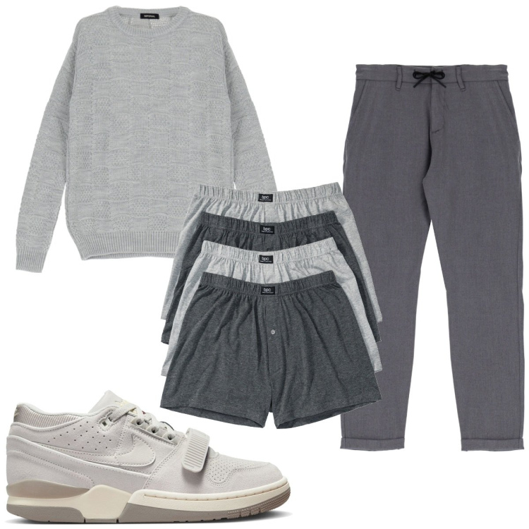 Outfit uomo - Total look #1805026. Stile Casual per Tutti i giorni. Abbinamento con boxer, pullovers, pantaloni, sneakers.