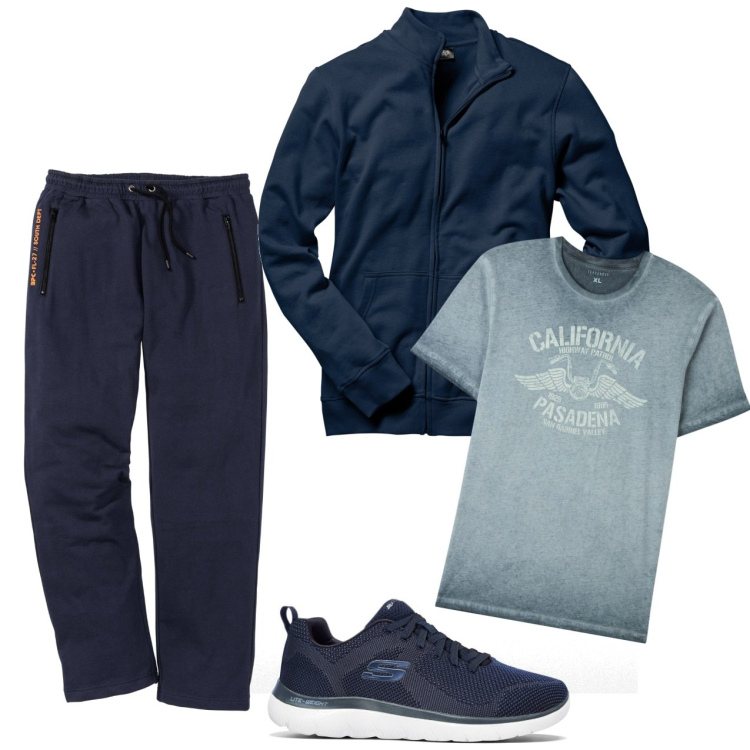 Outfit uomo - Sport day. Stile Urban per Sport. Abbinamento con pantaloni, felpe, sneakers, t-shirt.