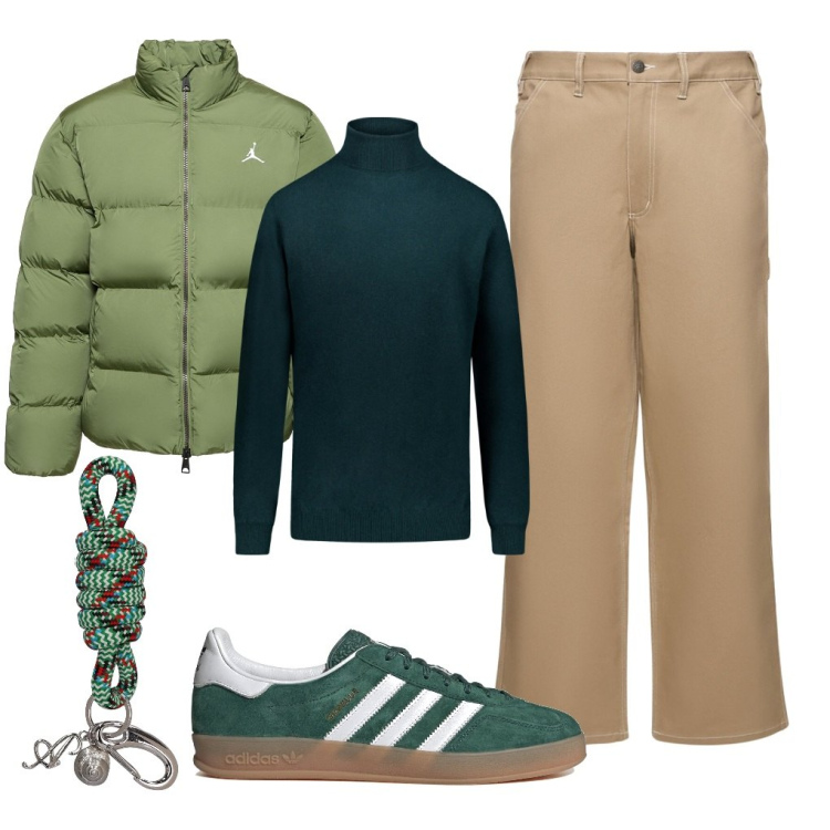 Outfit uomo - Le chiavi in tasca.. Stile Urban per Tutti i giorni. Abbinamento con maglieria, piumini, sneakers, pantaloni, portachiavi.