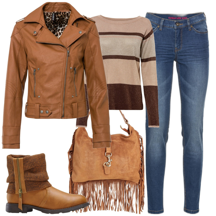 Outfit donna - City. Stile Casual chic per Tutti i giorni. Abbinamento con jeans skinny, stivaletti, cappotti, maglieria, borse a mano.