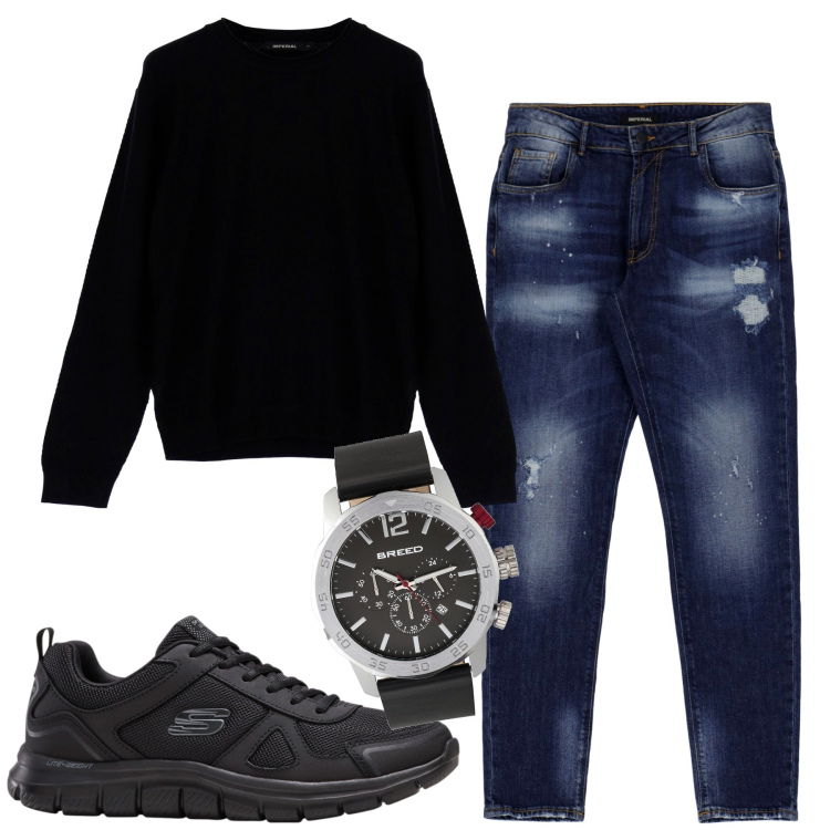 Outfit uomo - Total look #1805524. Stile Casual per Tutti i giorni. Abbinamento con sneakers, orologi, pullovers, jeans slim fit.