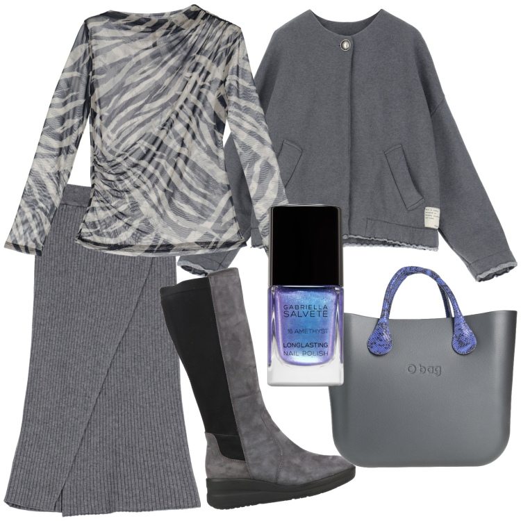 Outfit donna - Casual. Stile Casual per Tutti i giorni. Abbinamento con borse a mano, stivali sopra il ginocchio, smalti, cappotti, maglieria, gonne longuette.