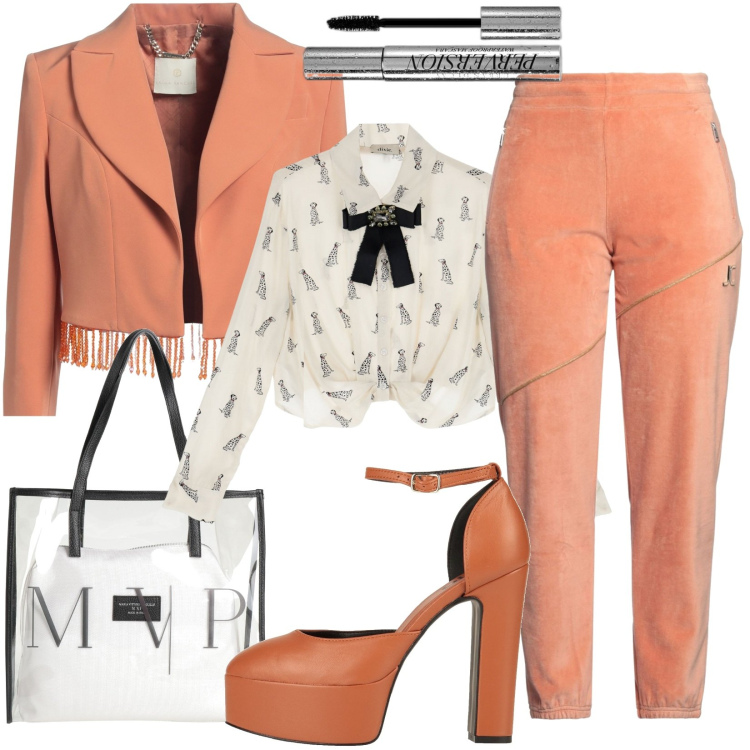 Outfit donna - Uno stile originale e inconfondibile. Stile Urban per Tutti i giorni. Abbinamento con blazer, pantaloni, borse a mano, décolleté, mascara, camicie.