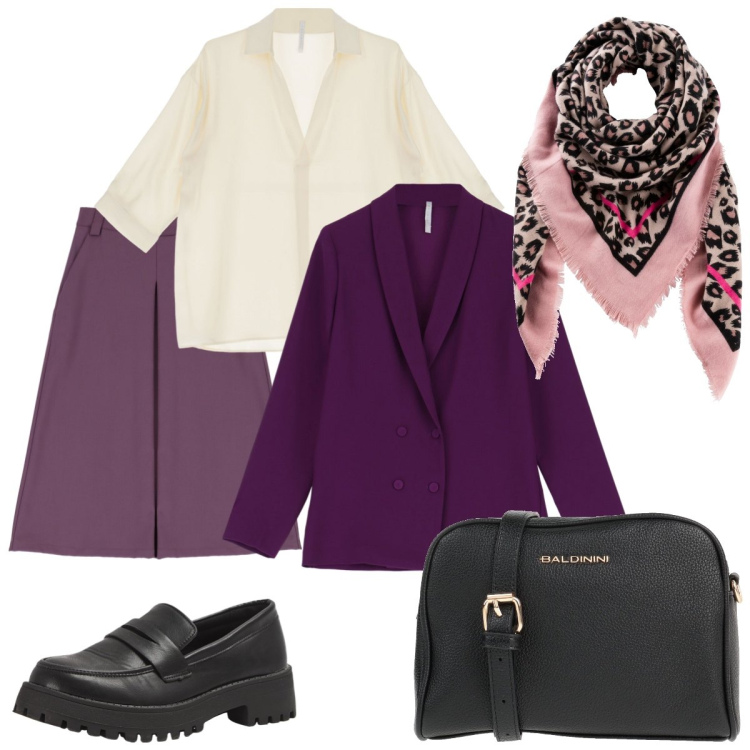 Outfit donna - All’esame. Stile Mannish per Scuola/Università. Abbinamento con foulard, borse a tracolla, mocassini, camicie a manica corta, blazer, gonne longuette.