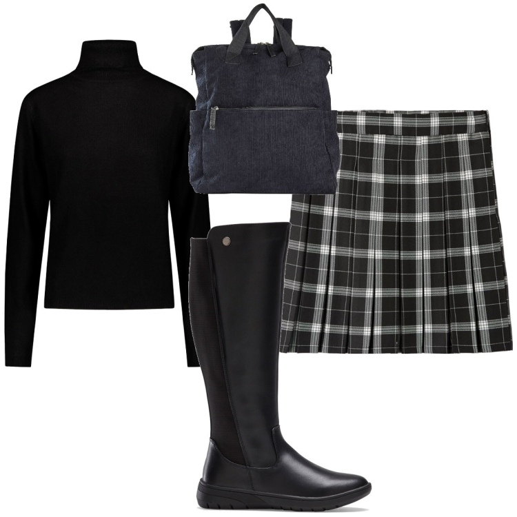 Outfit donna - Total look #1805796. Stile Trendy per Tutti i giorni. Abbinamento con zaini, stivali, minigonne, maglieria.