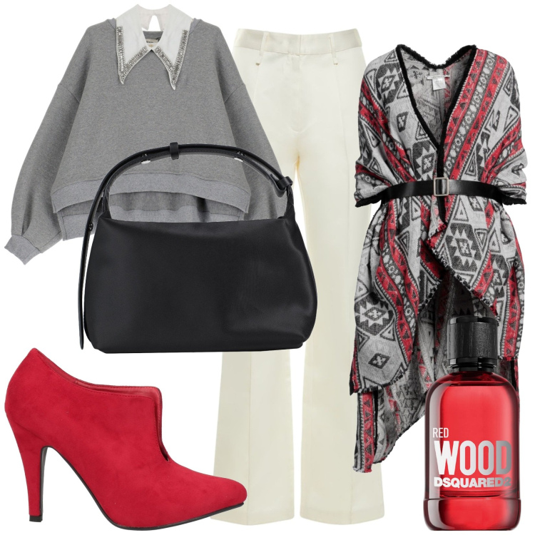 Outfit donna - Stivaletto di tendenza. Stile Casual chic per Tutti i giorni. Abbinamento con cappe, décolleté, borse a mano, profumi, felpe, pantaloni.