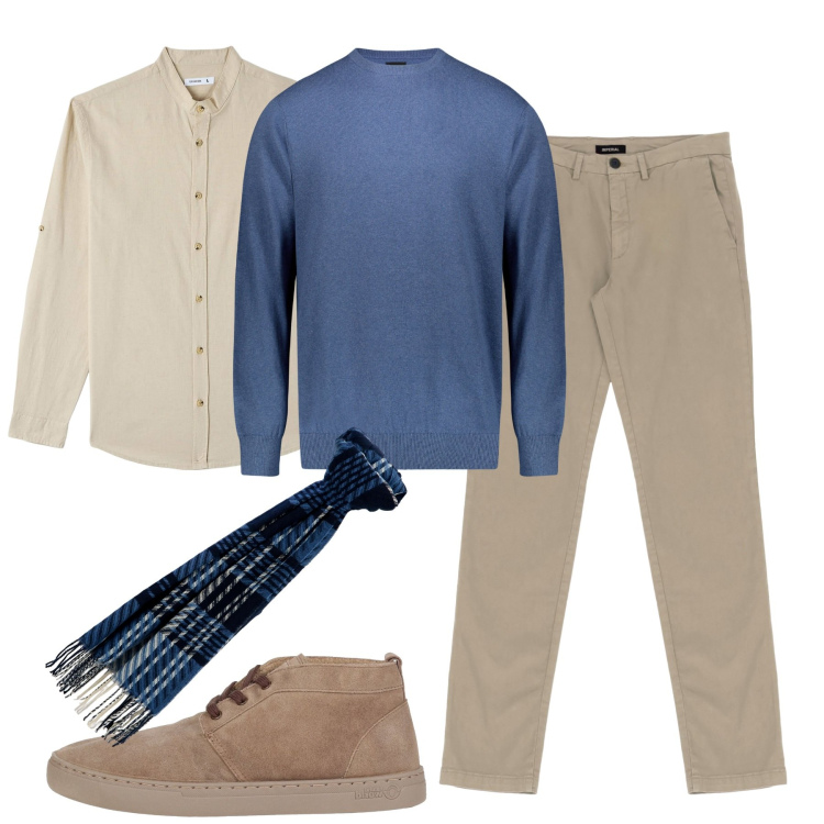 Outfit uomo - Daily. Stile Urban per Tutti i giorni. Abbinamento con stivali e stivaletti, camicie, sciarpe, pantaloni, maglieria.