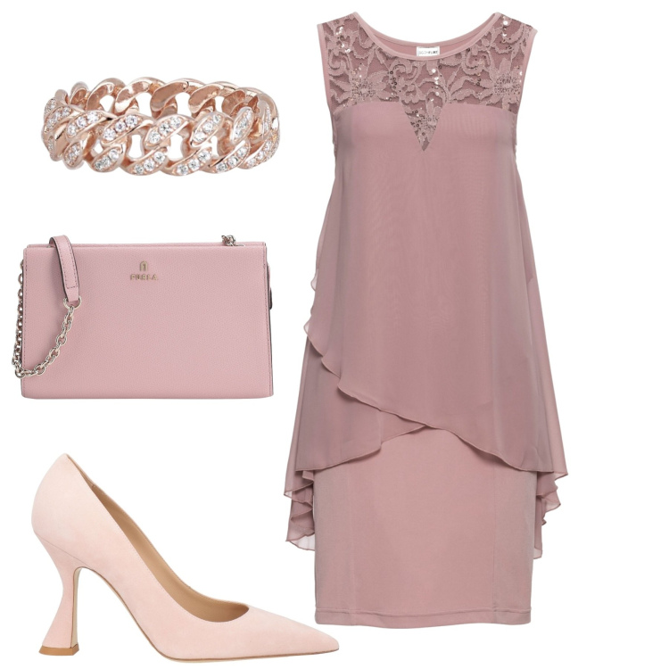 Outfit donna - Cerimonia. Stile Chic per Cerimonia. Abbinamento con vestiti, décolleté, borse a tracolla, anelli.