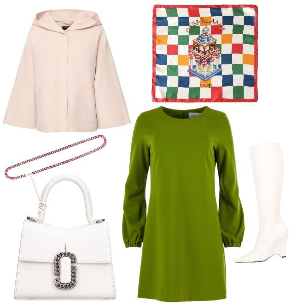 Outfit donna - Total look #1806040. Stile Chic per Serata fuori. Abbinamento con stivali, borse a mano, cappotti, vestiti midi/longuette, cinture, foulard.