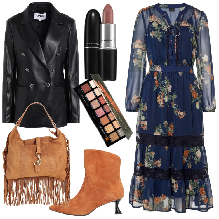 Outfit donna - Total look #1806304. Stile Trendy per Tutti i giorni. Abbinamento con vestiti midi/longuette, ombretti, rossetti, blazer, stivaletti, borse a mano.