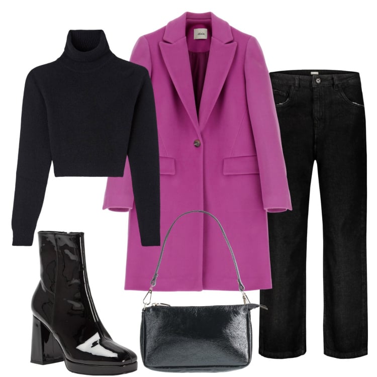 Outfit donna - Fashion. Stile Casual chic per Tutti i giorni. Abbinamento con borse a mano, cappotti, jeans, maglieria, stivaletti.