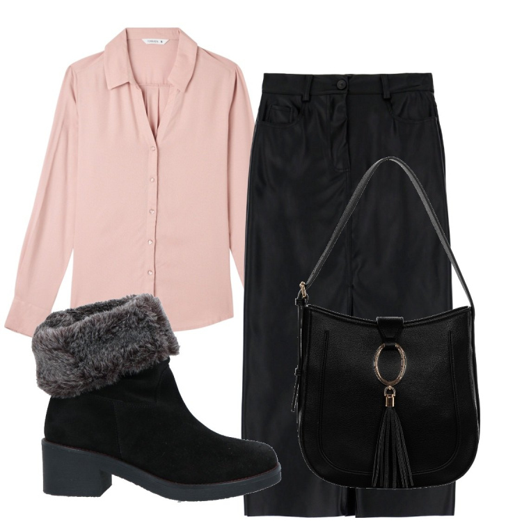 Outfit donna - Total look #1806409. Abbinamento con stivaletti, camicie, borse a spalla, gonne longuette.