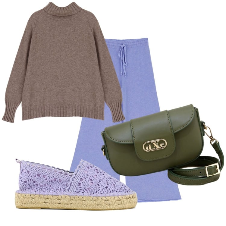 Outfit donna - Total look #1806417. Abbinamento con pantaloni a palazzo, pochette, maglieria, espadrillas.