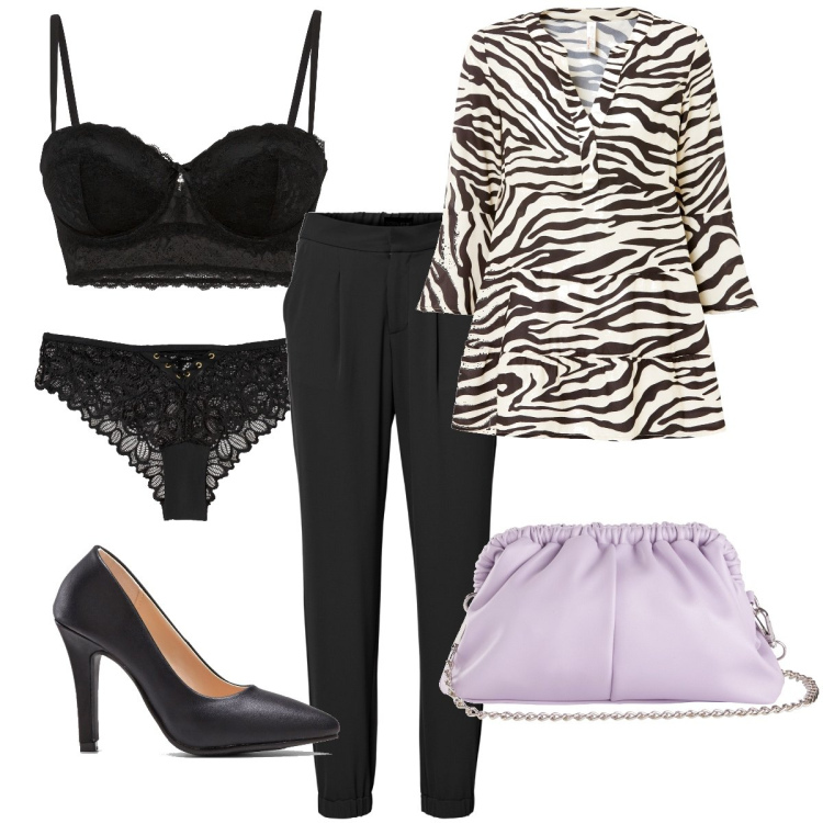 Outfit donna - La lingerie in pizzo. Stile Bon Ton per Serata fuori. Abbinamento con reggiseni a balconcino, tuniche, pantaloni, décolleté, pochette, culotte.