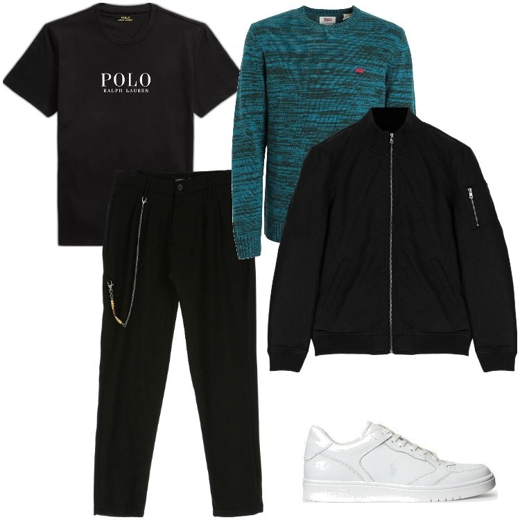 Outfit uomo - -Gennaio. Stile Trendy per Tutti i giorni. Abbinamento con pullovers, pantaloni, cappotti, t-shirt, sneakers alte.