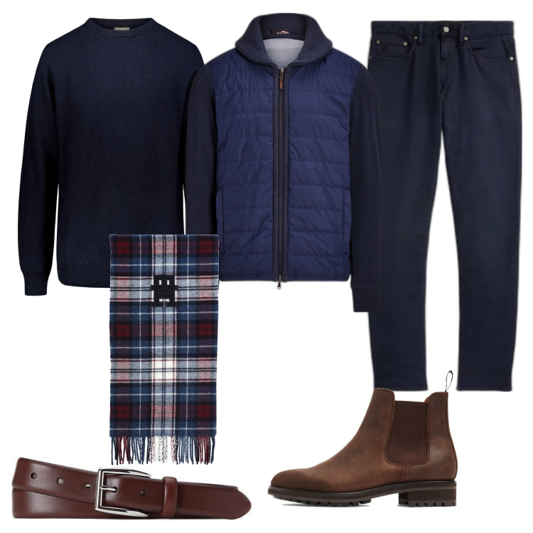 Outfit uomo - Casual sì ma con classe. Stile Casual per Serata speciale. Abbinamento con sciarpe, maglieria, stivali e stivaletti, cappotti, cinture, pantaloni chino.