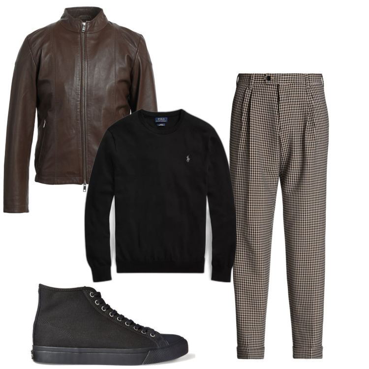 Outfit uomo - Inverno vichy. Stile Trendy per Serata speciale. Abbinamento con cappotti, pantaloni, sneakers, maglieria.
