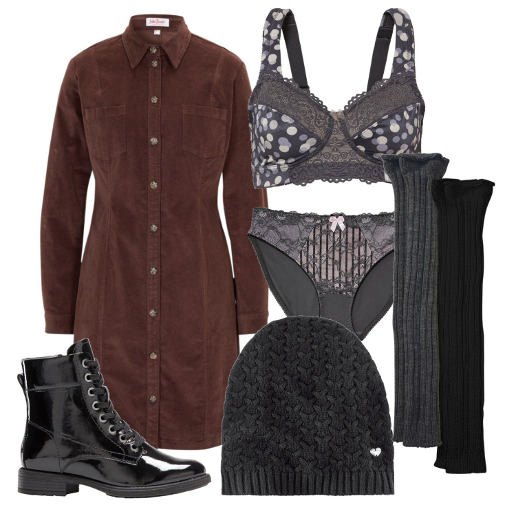Outfit donna - Ghost outfitter - gennaio. Stile Trendy per Serata fuori. Abbinamento con vestiti, berretti, calzini, stivaletti, reggiseni, culotte.