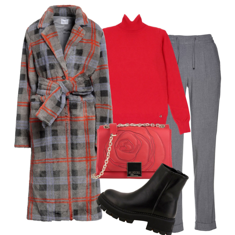 Outfit donna - Total look #1807216. Stile Urban per Tutti i giorni. Abbinamento con pantaloni, borse a tracolla, cappotti, stivaletti, maglieria.
