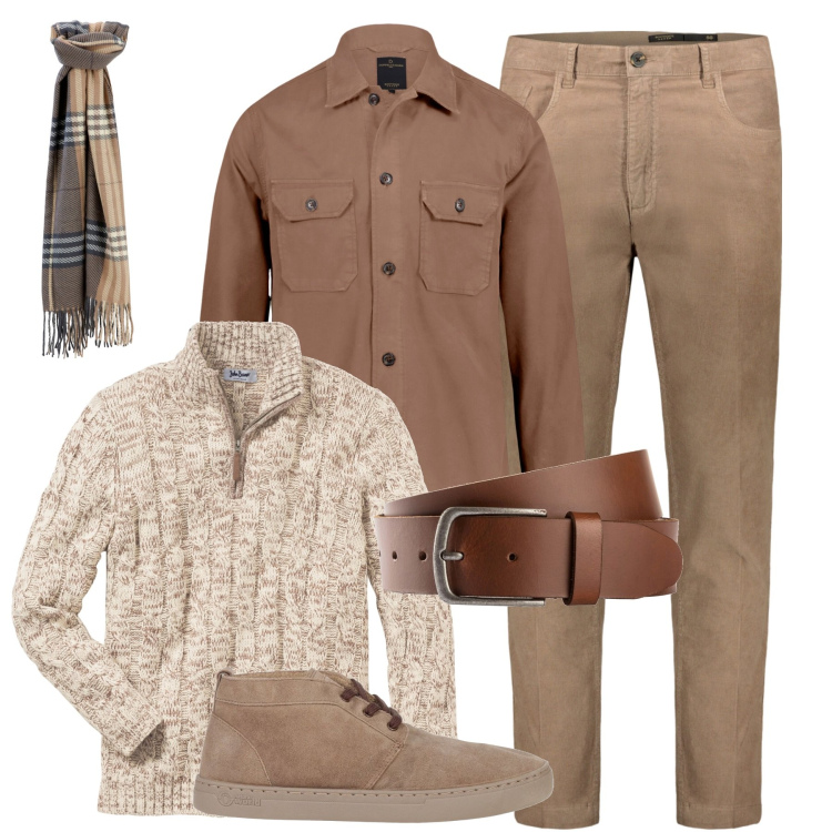 Outfit uomo - Febbraio. Stile Urban per Tutti i giorni. Abbinamento con maglieria, cinture, stivali e stivaletti, sciarpe, pantaloni, camicie.