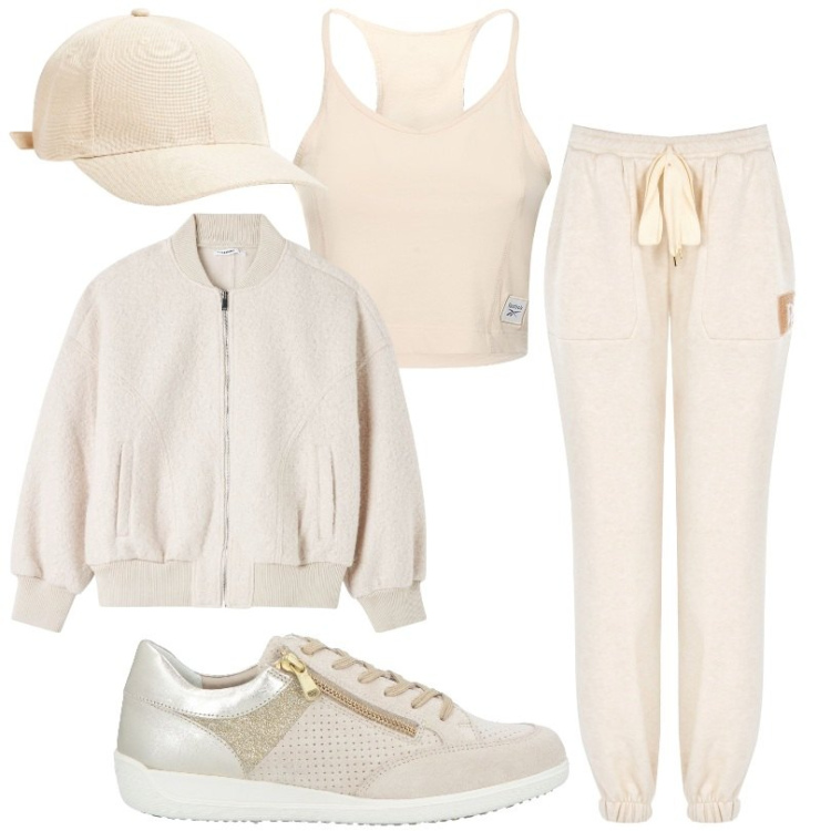 Outfit donna - Total look #1807448. Stile Basic per Tutti i giorni. look ideale per Tall. Abbinamento con sneakers, cappelli, bomber, pantaloni, top.