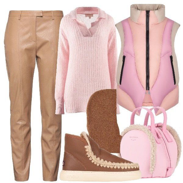 Outfit donna - In montagna. Stile Sporty chic per Tutti i giorni. Abbinamento con stivaletti, pantaloni, pullovers, zaini, piumini, cappelli.