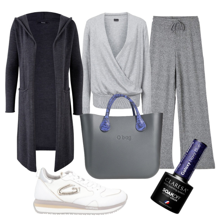 Outfit donna - Total grey .....comoda direi. Stile Sporty chic per Tutti i giorni. Abbinamento con cardigans, maglieria, sneakers, borse a mano, smalti, pantaloni.