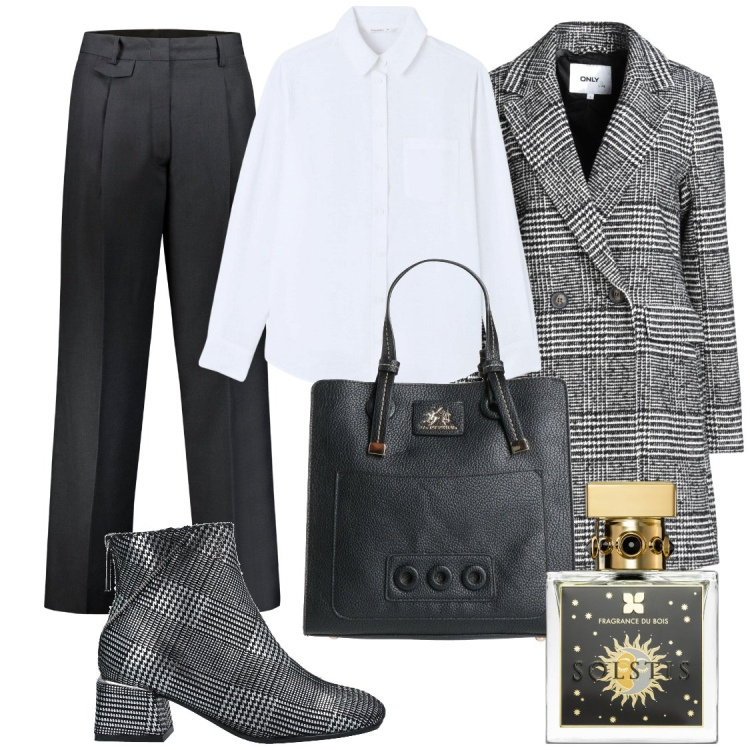 Outfit donna - Scarpa e giacca en pendant. Stile Glamour per Ufficio. Abbinamento con cappotti, borse a mano, stivaletti, profumi, camicie, pantaloni.