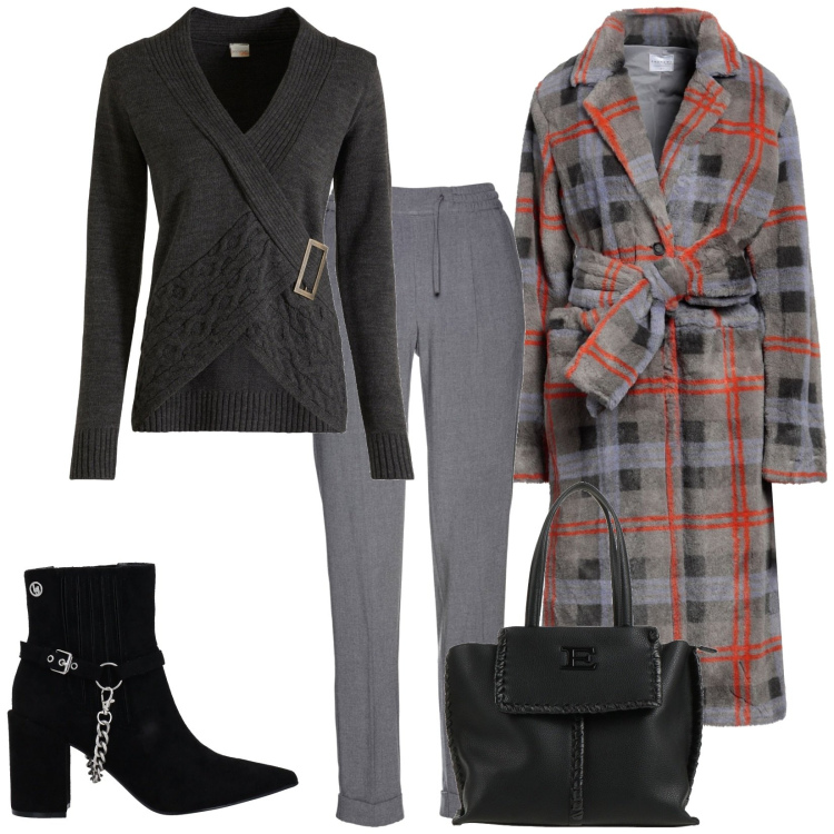 Outfit donna - Total look #1807705. Stile Casual chic per Ufficio. Abbinamento con pantaloni, pullovers, cappotti, stivaletti, borse a mano.