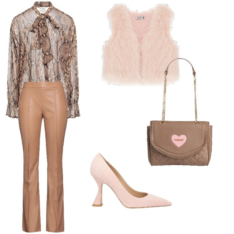 Outfit donna - Total look #1807949. Stile Rock per Serata fuori. Abbinamento con camicie, décolleté, pantaloni, borse a spalla, gilet.