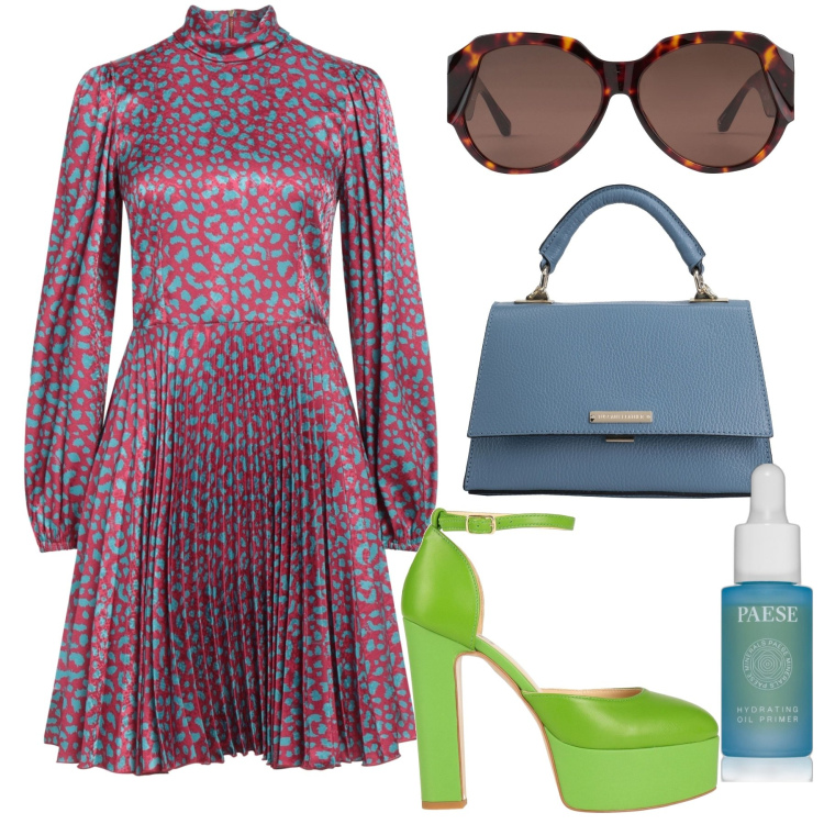 Outfit donna - Il vestito retrò. Stile Vintage retrò per Ufficio. Abbinamento con vestiti corti, décolleté, occhiali da sole, borse a mano, primer.