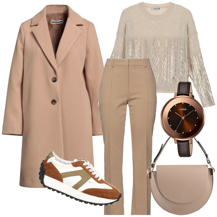 Outfit donna - Milano style. Stile Casual per Tutti i giorni. Abbinamento con cappotti, pantaloni, sneakers, borse a mano, orologi, pullovers.