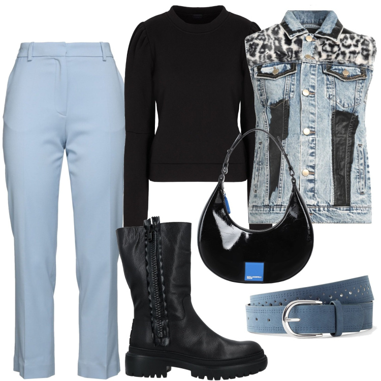 Outfit donna - Total look #1808395. Stile Casual per Tutti i giorni. Abbinamento con cinture, jeans, stivaletti, pantaloni, felpe, borse a mano.