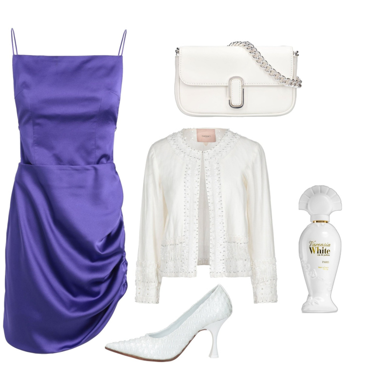 Outfit donna - Una cena per due. Stile Chic per Serata fuori. Abbinamento con vestiti corti, blazer, décolleté, profumi, borse a spalla.