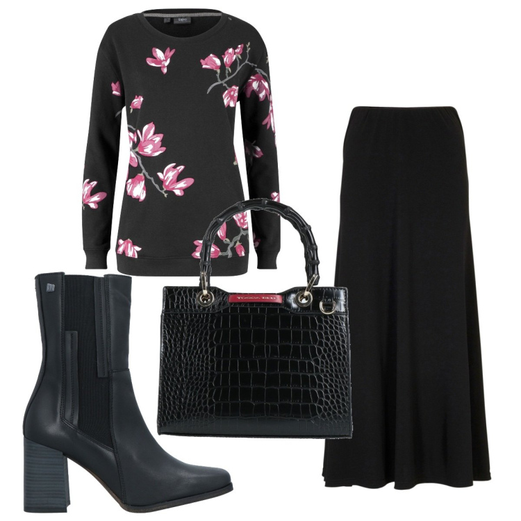 Outfit donna - Total look #1808528. Stile Romantica per Tutti i giorni. Abbinamento con felpe, gonne, stivaletti chelsea, borse a mano.