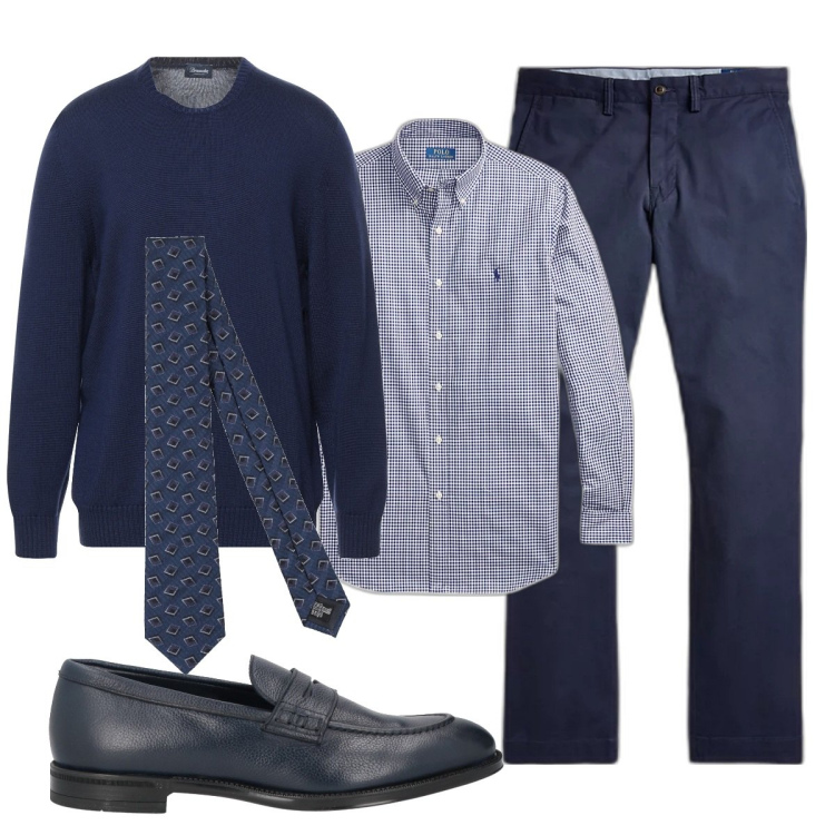 Outfit uomo - Total look #1808785. Stile Business/Elegante per Serata speciale. Abbinamento con cravatte, pullovers, scarpe stringate, pantaloni, camicie.