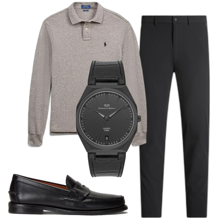 Outfit uomo - Total look #1808789. Stile Business/Elegante per Ufficio. Abbinamento con orologi, polo, scarpe stringate, pantaloni.