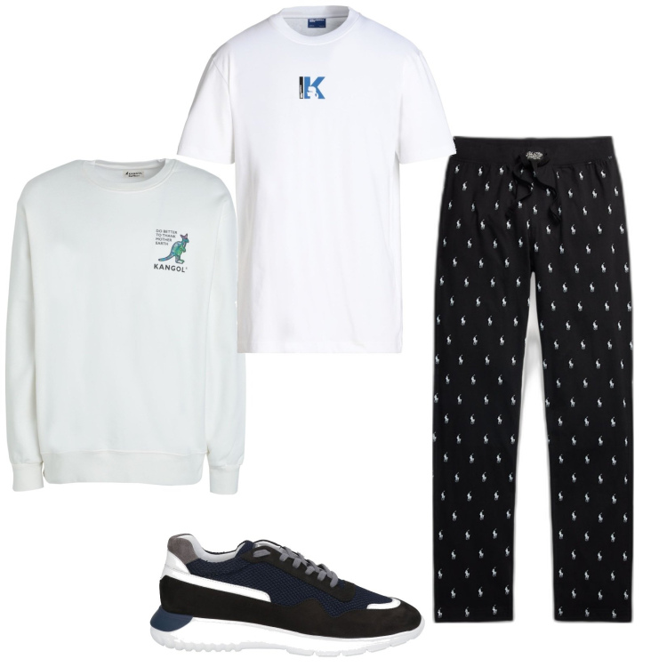 Outfit uomo - Total look #1808810. Stile Casual per Sport. Abbinamento con felpe, t-shirt, sneakers, pantaloni.