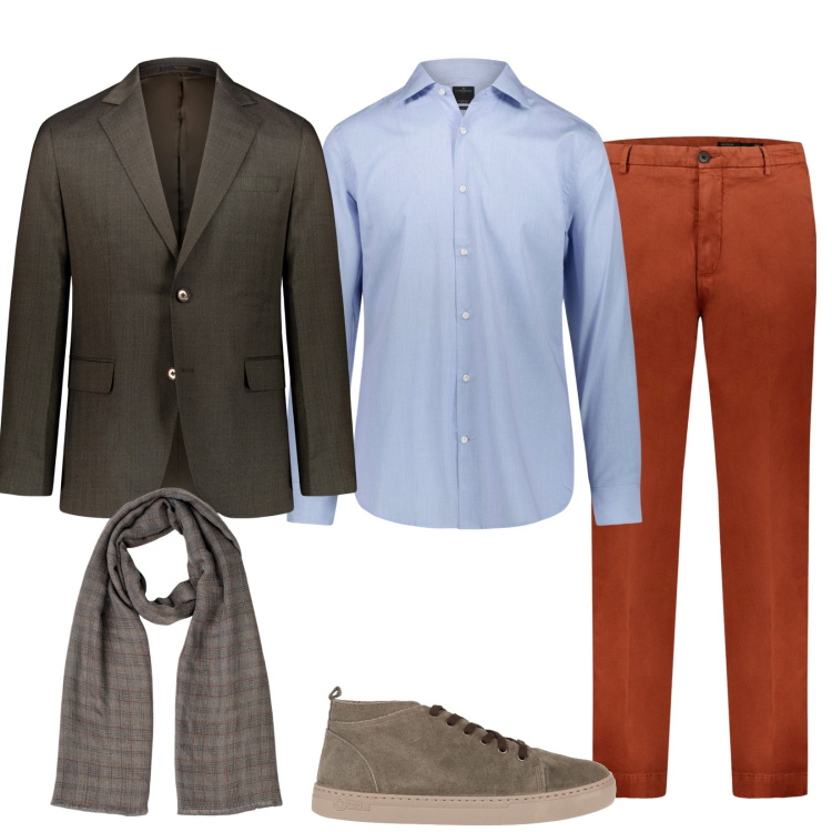 Outfit uomo - My boss. Stile Business/Elegante per Ufficio. Abbinamento con sneakers alte, pantaloni, abiti, sciarpe, camicie.