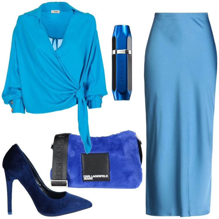 Outfit donna - Total look #1809071. Stile Trendy per Tutti i giorni. Abbinamento con profumi, gonne lunghe, décolleté, borse a tracolla, bluse.