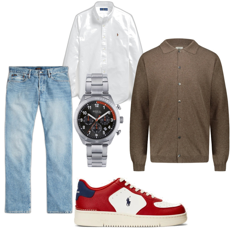 Outfit uomo - Total look #1809167. Stile Trendy per Tutti i giorni. Abbinamento con orologi, camicie, sneakers, jeans, polo.