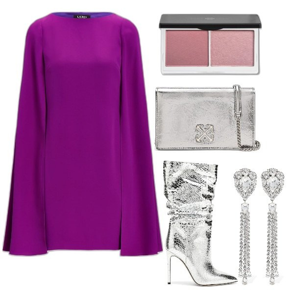 Outfit donna - Total look #1809277. Stile Glamour per Serata fuori. Abbinamento con blush, vestiti, orecchini, stivali, clutch.