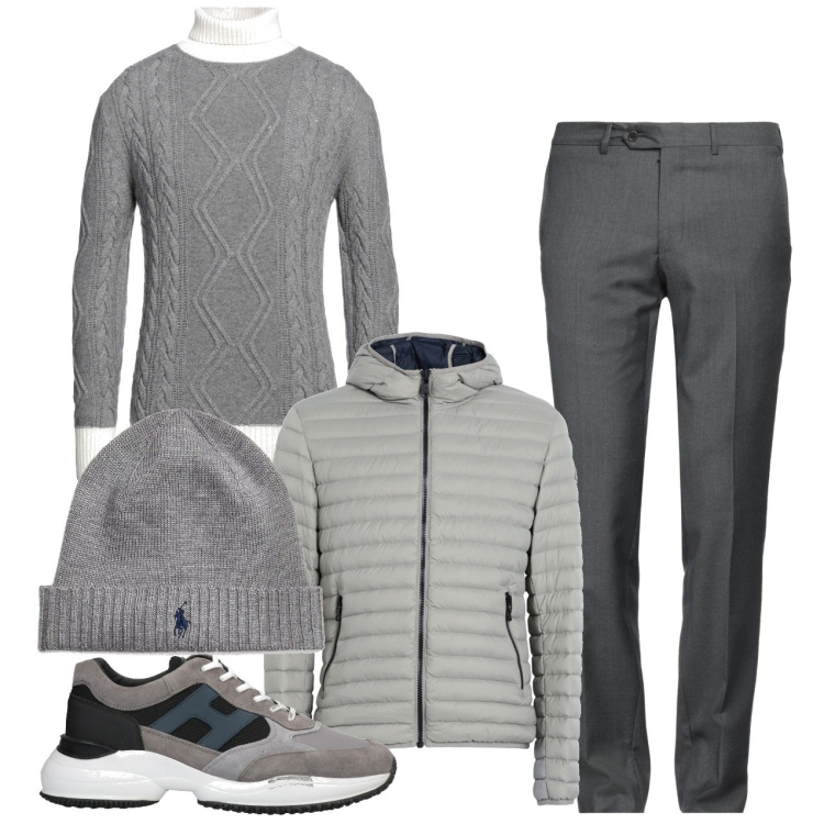 Outfit uomo - Trecce e rombi. Stile Urban per Tutti i giorni. Abbinamento con piumini, sneakers, maglieria, pantaloni, berretti.