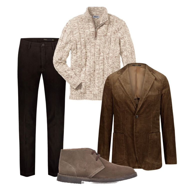 Outfit uomo - Melange. Stile Casual per Tutti i giorni. Abbinamento con maglieria, pantaloni, giacche, scarpe stringate.
