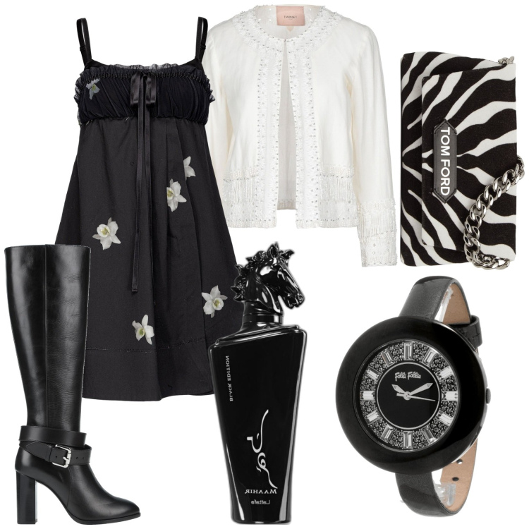 Outfit donna - Petali bianchi. Stile Sexy per Serata fuori. Abbinamento con profumi, orologi, blazer, stivali, vestiti lunghi, borse a spalla.