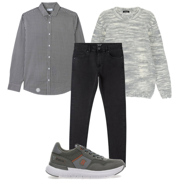 Outfit uomo - City. Stile Casual per Tutti i giorni. Abbinamento con jeans skinny, camicie, pullovers, sneakers.
