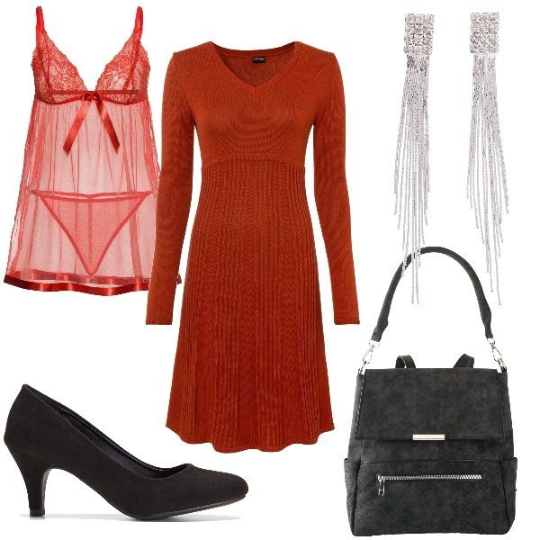 Outfit donna - bonprix - La tua nuova lingerie. Stile Glamour per Serata fuori. Abbinamento con décolleté, orecchini, vestiti, vestaglie, zaini.