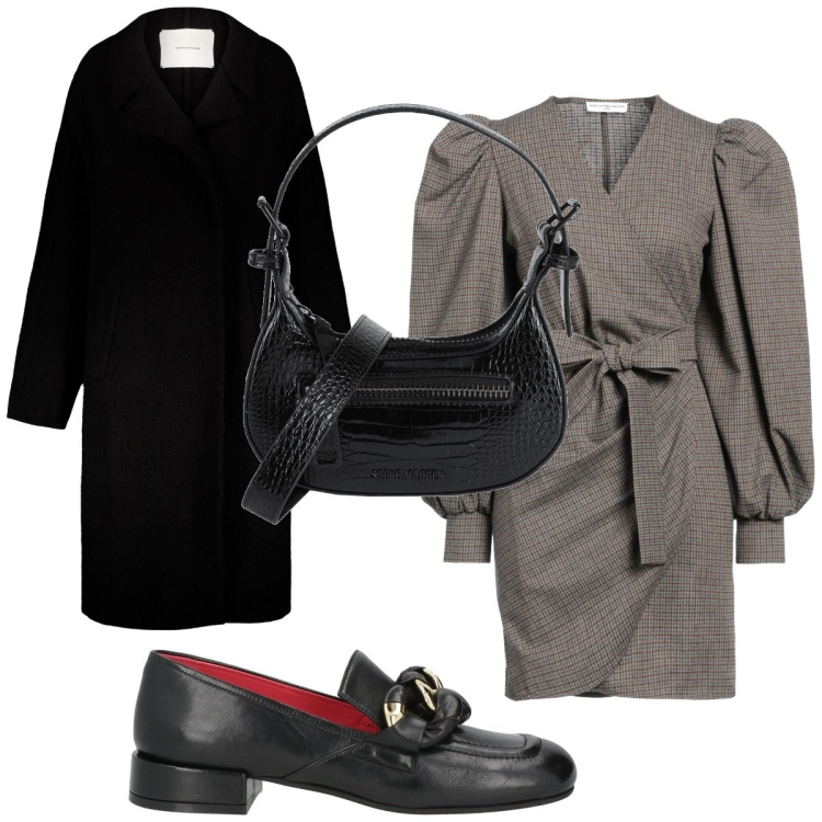 Outfit donna - Total look #1809968. Stile Trendy per Tutti i giorni. Abbinamento con mocassini, vestiti corti, borse a mano, cappotti.