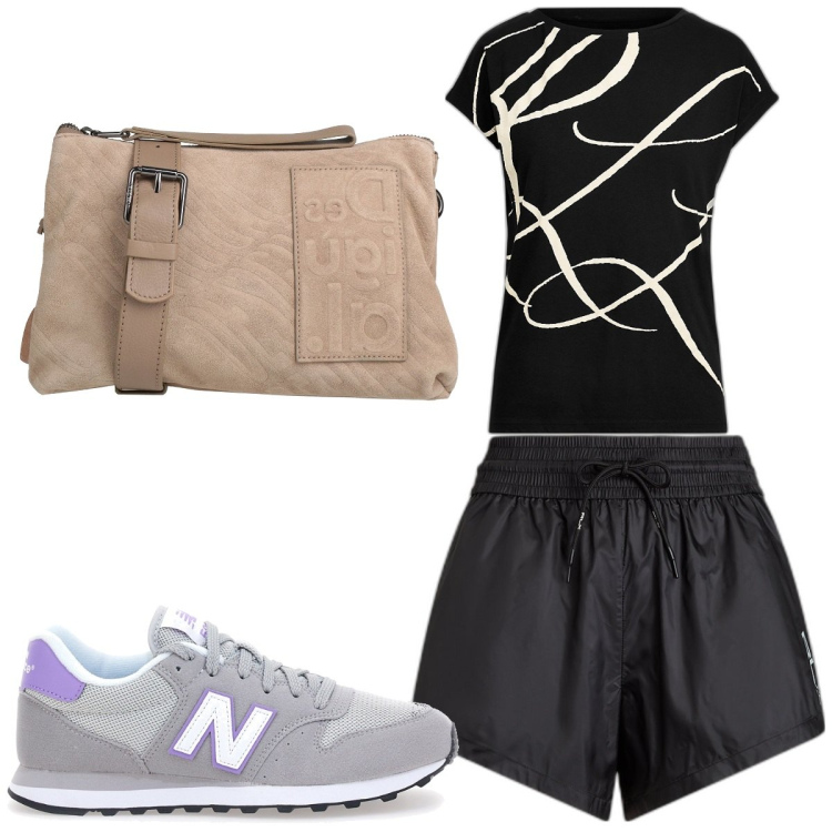 Outfit donna - Total look #1809983. Stile Basic per Sport. Abbinamento con borse a tracolla, maglieria, minigonne, sneakers alte.