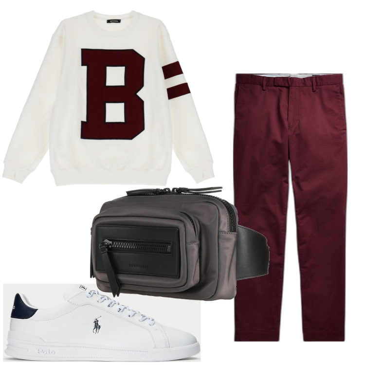 Outfit uomo - Total look #1810212. Stile Casual per Tutti i giorni. Abbinamento con borse sportive, felpe, sneakers, pantaloni chino.